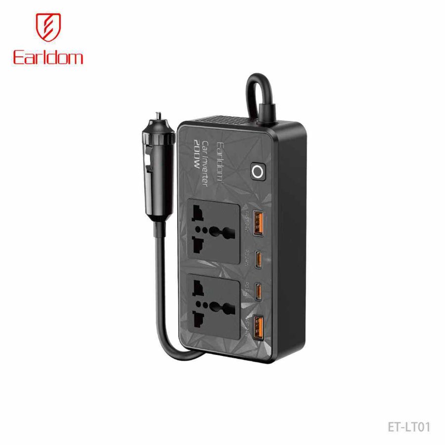 [ET-LT01_black] Vehicle-Mounted Inverter - ET-LT01 (200W 2USB 2PD - Black)