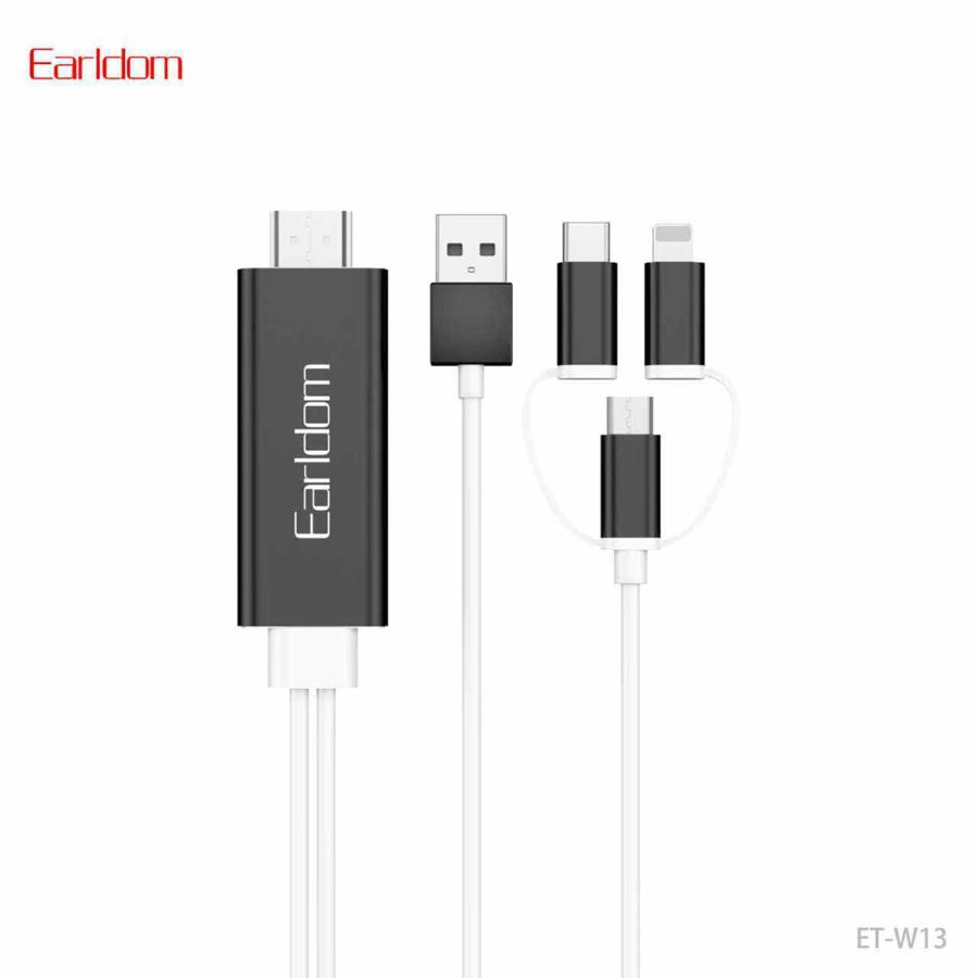 [ET-W13_black_gold_silver] USB-C/iOS HDMI كيبل - ET-W13 (أسود ذهبي فضي)