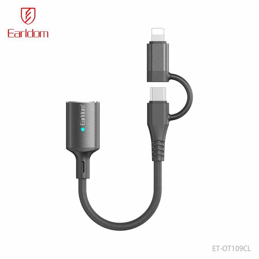[ET-OT109CL_black] Type-C OTG Adapter+Card Reader - ET-OT109CL (2in1 Type-C & iosOTG Aluminum Alloy - Black)