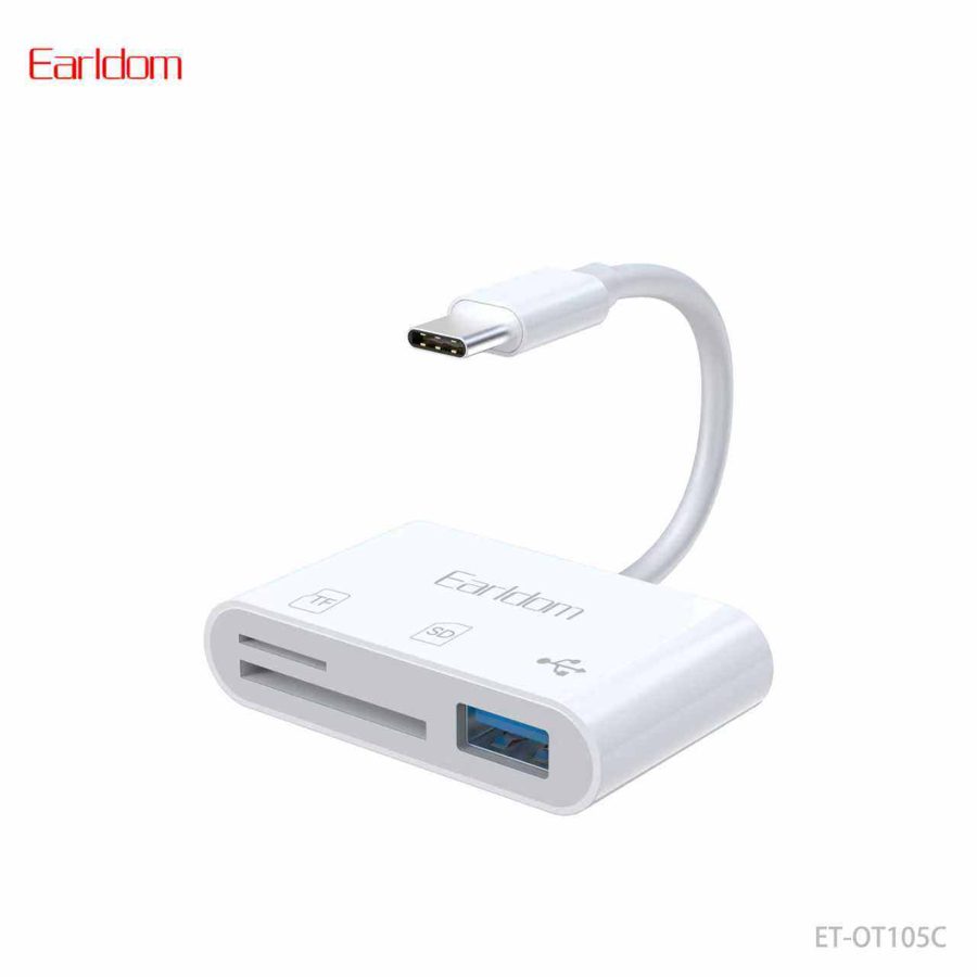 [ET-OT105C_white] Type-C OTG Adapter+Card Reader - ET-OT105C (3in1 Type-C OTG (TF Card+SD Card+U-Disk) - White, White)