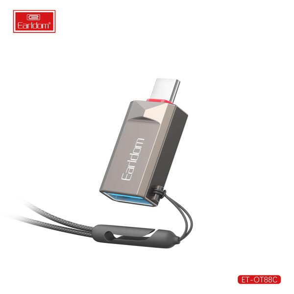[ET-OT88C_black] Type-C OTG Adapter+Card Reader - ET-OT88C (Type-C OTG With Rope Zinc Alloy - أسود)