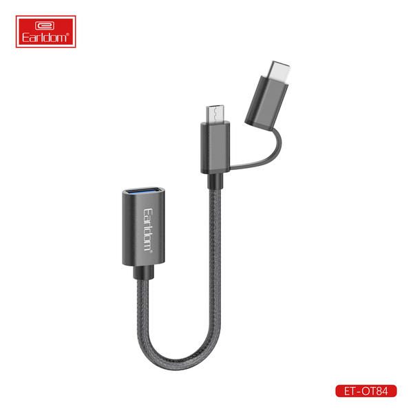 [ET-OT84_black] Type-C OTG Adapter+Card Reader - ET-OT84 (2in1 Type-C & Micro OTG Aluminum Alloy - Black)
