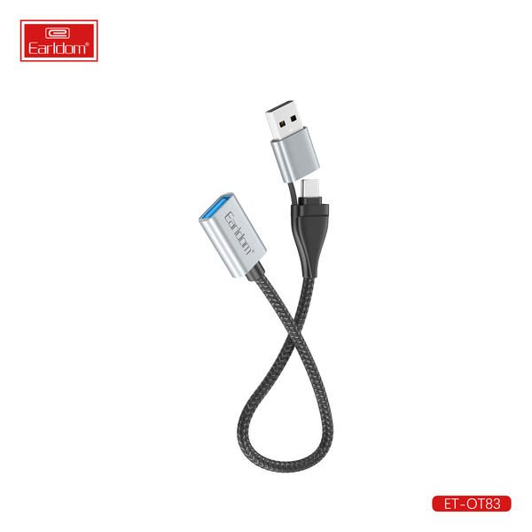 [ET-OT83_grey] Type-C OTG Adapter+Card Reader - ET-OT83 (2in1 Type-C & USB OTG Aluminum Alloy - Grey)