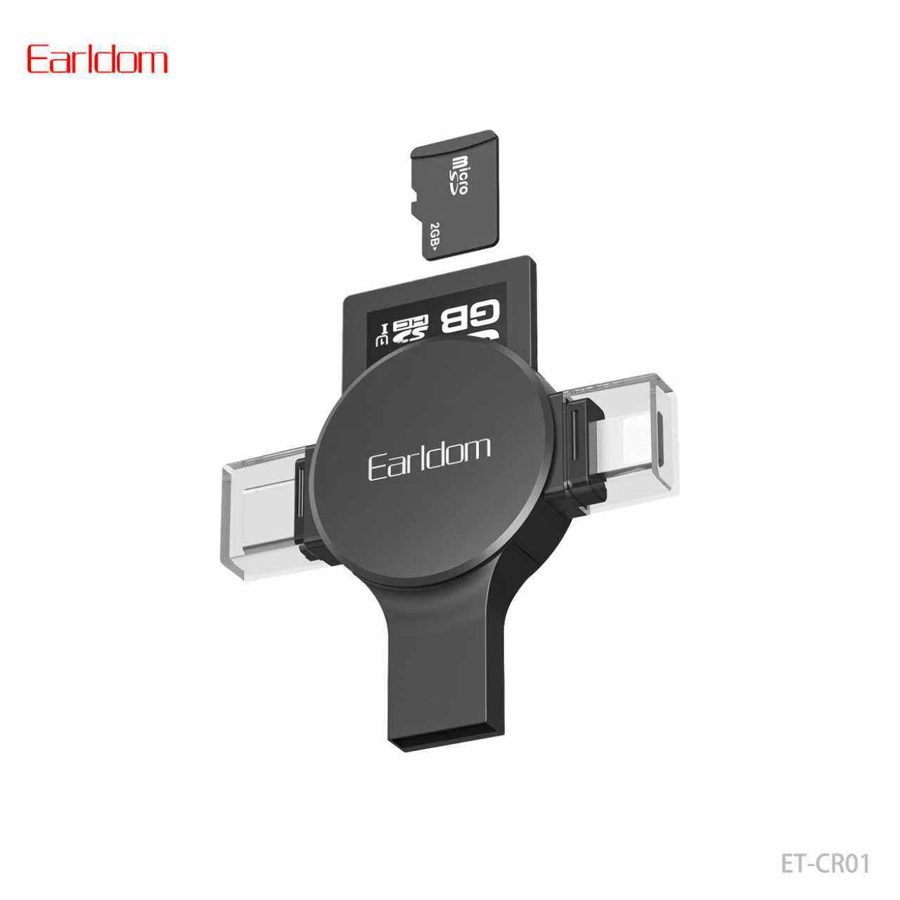 [ET-CR01_black] Type-C OTG Adapter+Card Reader - ET-CR01 (5in1 SD+TF+USB-A+USB-L+USB-C - Black)