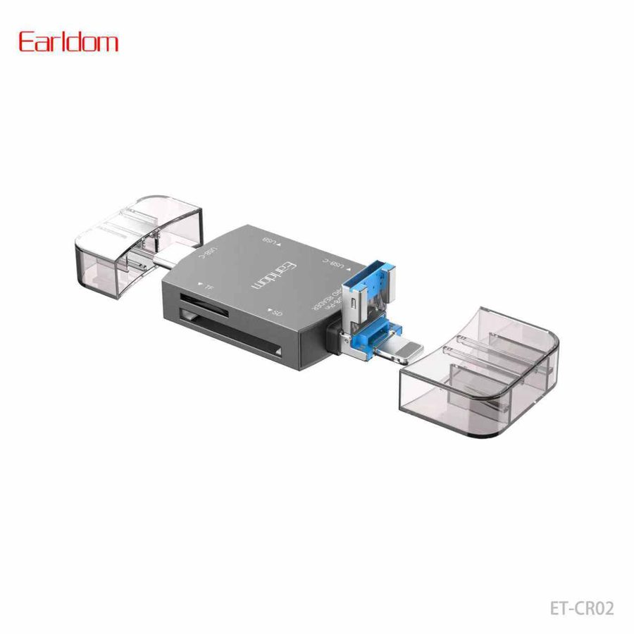 [ET-CR02_black] Type-C OTG Adapter+Card Reader - ET-CR02 (7in1 SD+TF+USB-A+USB-L+USB-C - Black)