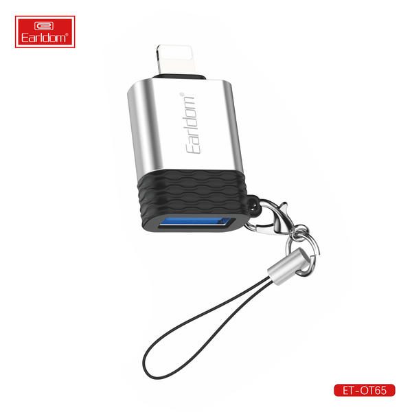 [ET-OT65_silver] Lightning OTG Adapter+Card Reader - ET-OT65 (iOS OTG With Rope Aluminum Alloy - فضي)
