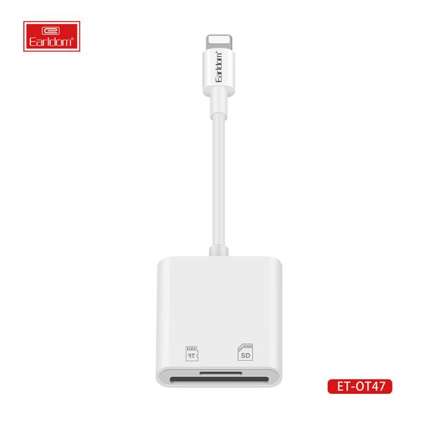 [ET-OT47_white] Lightning OTG Adapter+Card Reader - ET-OT47 (2in1 TF و SD Card Reader - أبيض)