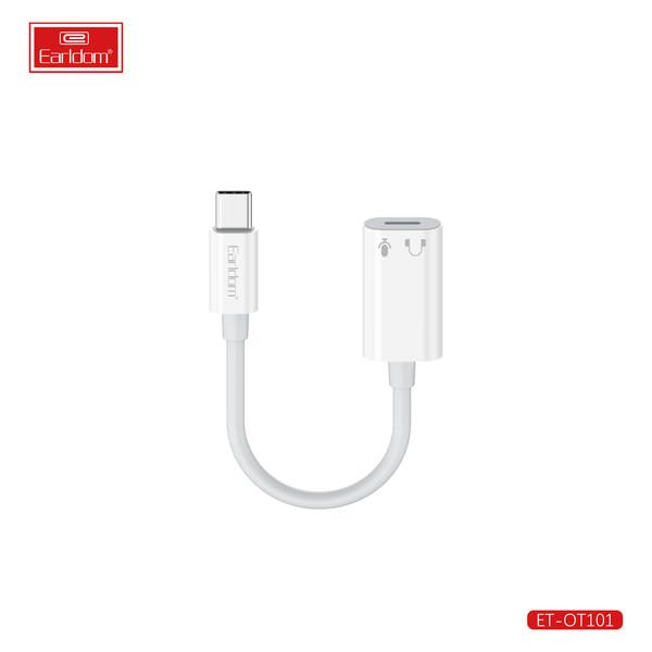 [ET-OT101_white] Type-C AUX Adapter - ET-OT101 (iOS To Type-C Music (Plug & Play) ABS+Nylon - White, White)