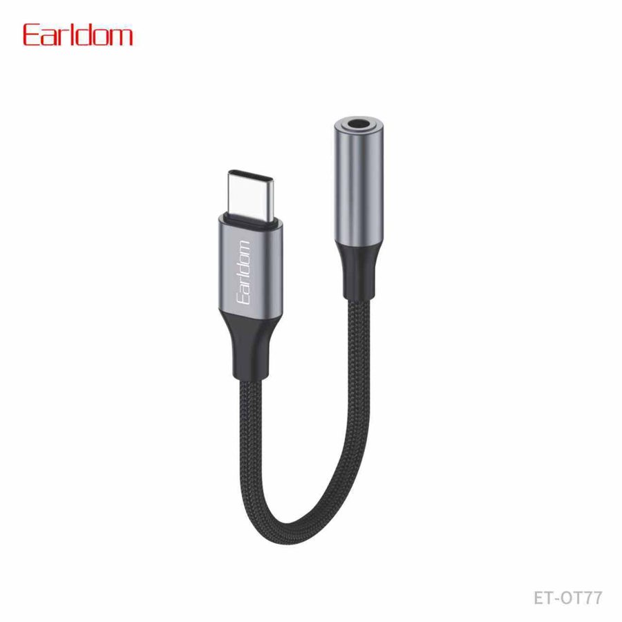 [ET-OT77_black] Type-C AUX Adapter - ET-OT77 (3.5mm To Type-C Aluminum Alloy+Nylon - Black)