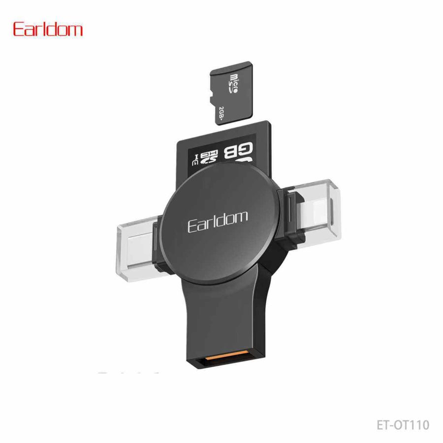 [ET-OT110_black] Type-C OTG Adapter+Card Reader - ET-OT110 (5in1 SD+TF+USB-A+USB-L+USB-C - Black)