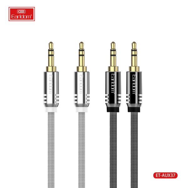[ET-AUX37_150CM_black_white] 3.5mm AUX Cable - ET-AUX37 150CM (3.5mm To 3.5mm Alumium Alloy+Nylon - Black White)