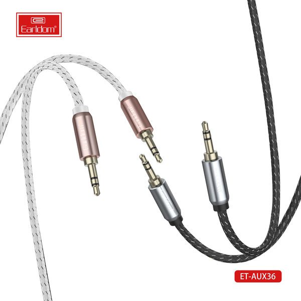 [ET-AUX36_150CM_black_white] 3.5mm AUX Cable - ET-AUX36 150CM (3.5mm To 3.5mm Alumium Alloy+TPE - Black White)