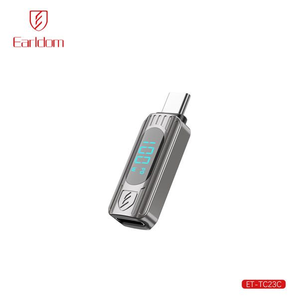 [ET-TC23C_grey] Data & Charging Adapter - ET-TC23C (100W Digital Display Of Voltage Type-C To Type-C Zinc Alloy - Grey)