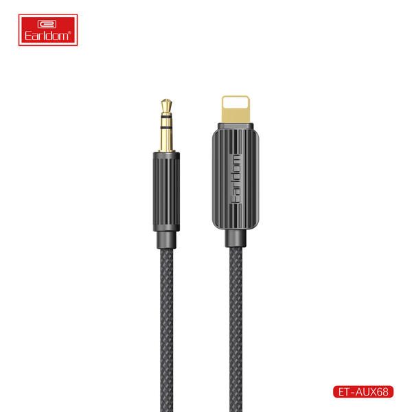 [ET-AUX68_120CM_black] iOS AUX Cable - ET-AUX68 120CM (3.5mm To iOS PVC+Nylon - Black)