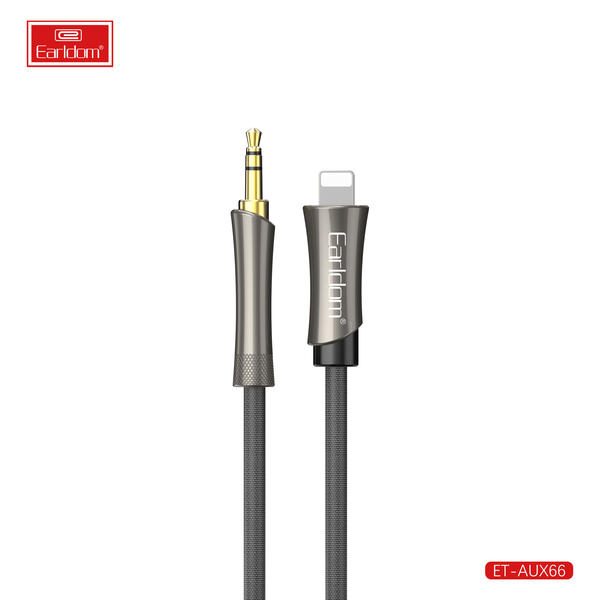 [ET-AUX66_120CM_black] iOS AUX Cable - ET-AUX66 120CM (3.5mm To iOS Zinc Alloy+Nylon - Black)