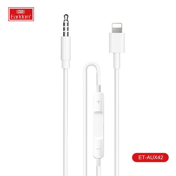 [ET-AUX42_100CM_white] iOS AUX Cable - ET-AUX42 100CM (3.5mm To iOS ABS+TPE - White)