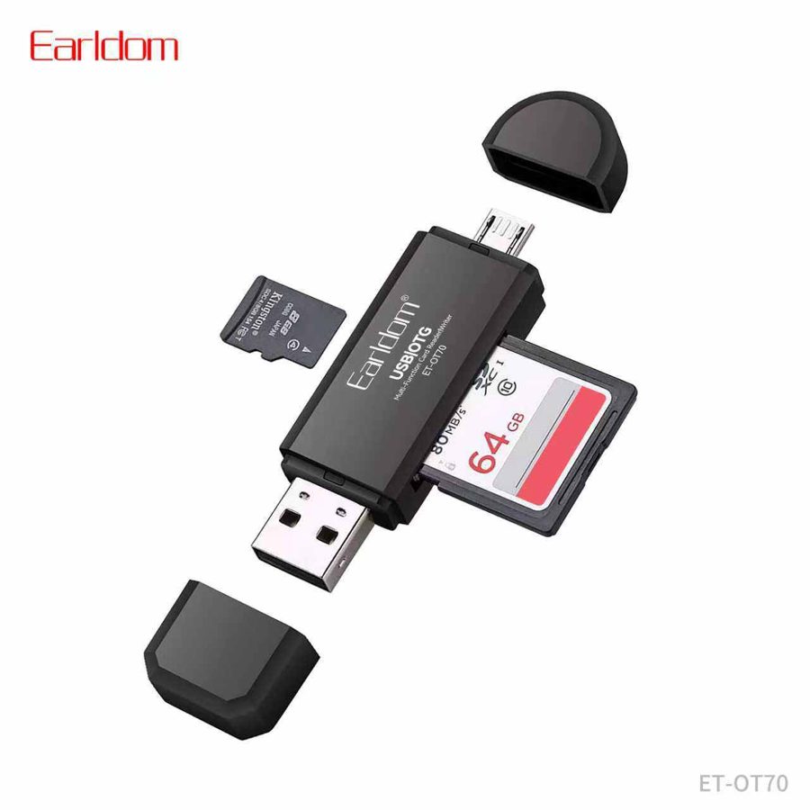 [ET-OT70_black] Micro OTG Adapter+Card Reader - ET-OT70 (4in1 Micro & USB TF & SD Card Reader - Black)