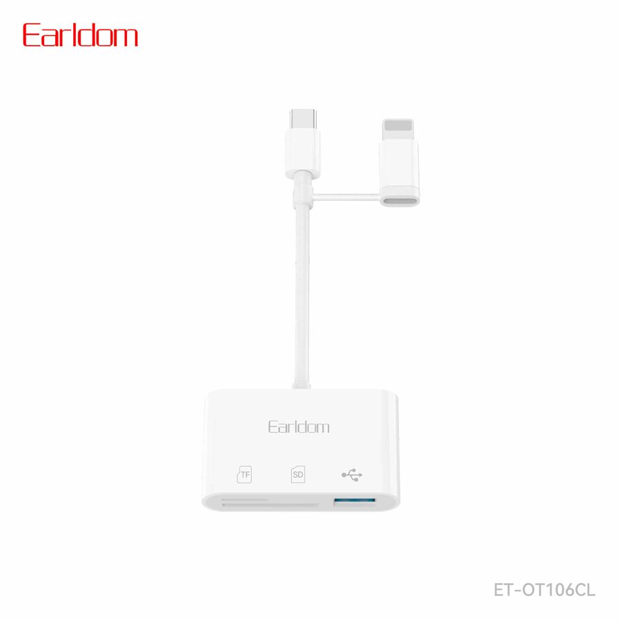 [ET-OT106CL_white] USB/Type-C/iOS/Micro OTG Card Reader - ET-OT106CL (4in1 OTG+TF & SD Card Reader For iOS & Type-C - White)