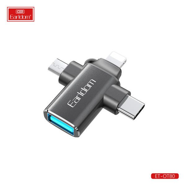 [ET-OT80_black] USB/Type-C/iOS/Micro OTG Card Reader - ET-OT80 (3in1 OTG For iOS & Type-C & Micro - Black)