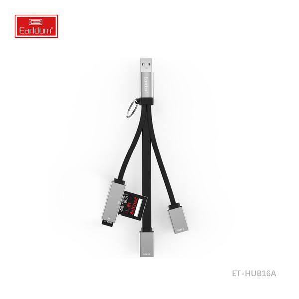 [ET-HUB16A_black_2] HUB - ET-HUB16A (4in1 USB HUB 2USB+TF & SD Card Reader - Black)