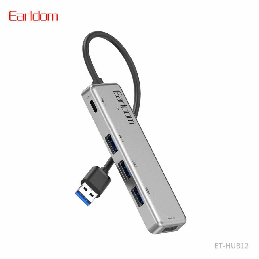 [ET-HUB12_black_2] HUB - ET-HUB12 (5in1 USB HUB 4USB+Type-C - Black)