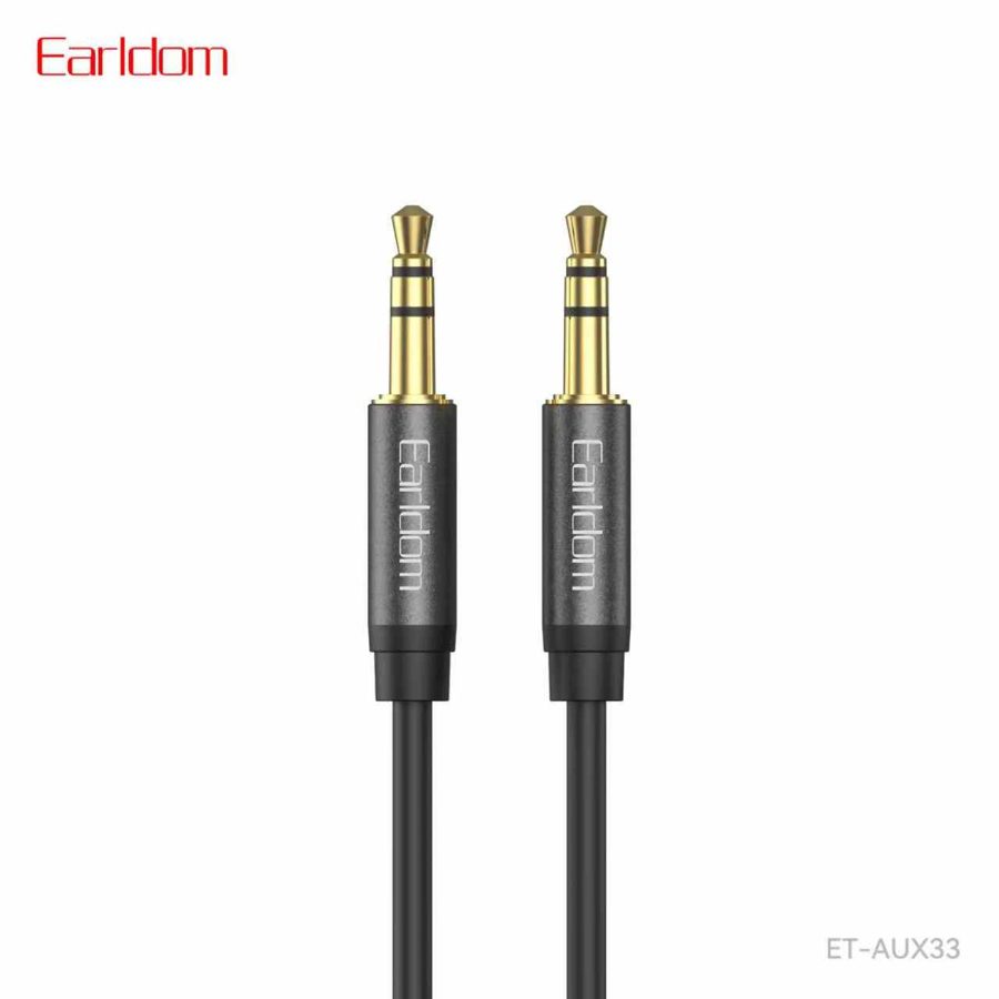 [ET-AUX33_100CM_black_gold_silver] 3.5mm AUX Cable - ET-AUX33 100CM (3.5mm To 3.5mm Alumium Alloy+TPE - Black Gold Silver)