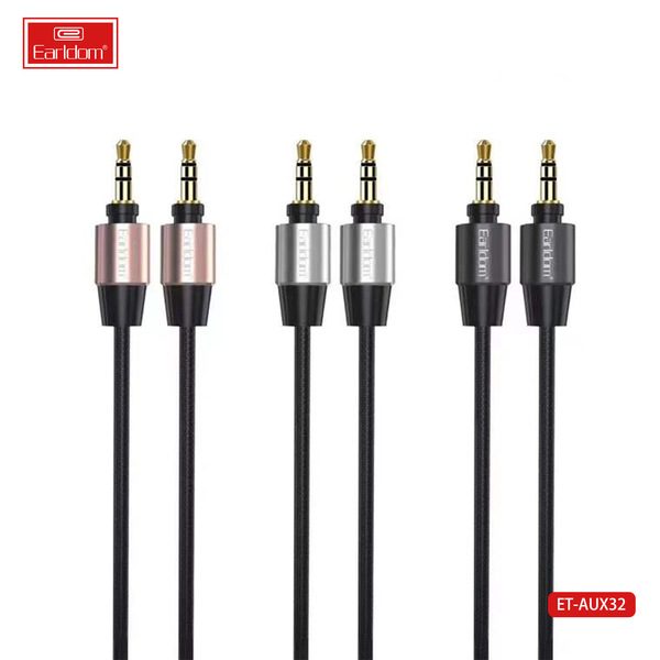 [ET-AUX32_100CM_black_gold_silver] 3.5mm AUX Cable - ET-AUX32 100CM (3.5mm To 3.5mm Alumium Alloy+TPE - Black Gold Silver)