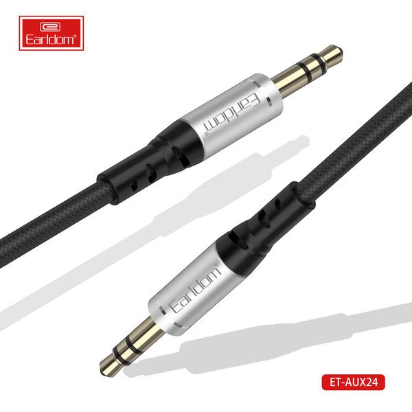 [ET-AUX24_100CM_black] 3.5mm AUX Cable - ET-AUX24 100CM (3.5mm To 3.5mm Alumium Alloy+TPE - Black)