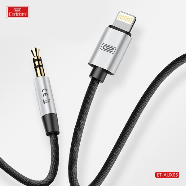 [ET-AUX05_120CM_black_red] iOS AUX Cable - ET-AUX05 120CM (2in1 3.5mm To iOS+T3.5mm - Black Red)