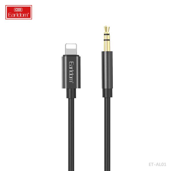 [ET-AL01_100CM_black] iOS AUX Cable - ET-AL01 100CM (3.5mm To iOS Alumium Alloy+TPE - Black)