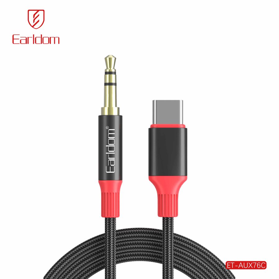 [ET-AUX76C_black] Type-C AUX Cable - ET-AUX76C (Aluminum Alloy Shell + Braid - Black)