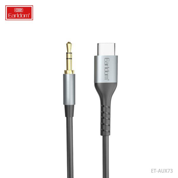 [ET-AUX73_100CM_black] Type-C AUX Cable - ET-AUX73 100CM (3.5mm To Type-C Alumium Alloy+PVC - Black)