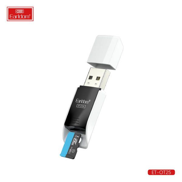 [ET-OT25_black] USB/Type-C/iOS/Micro OTG Card Reader - ET-OT25 (TF Card Reader - أسود)