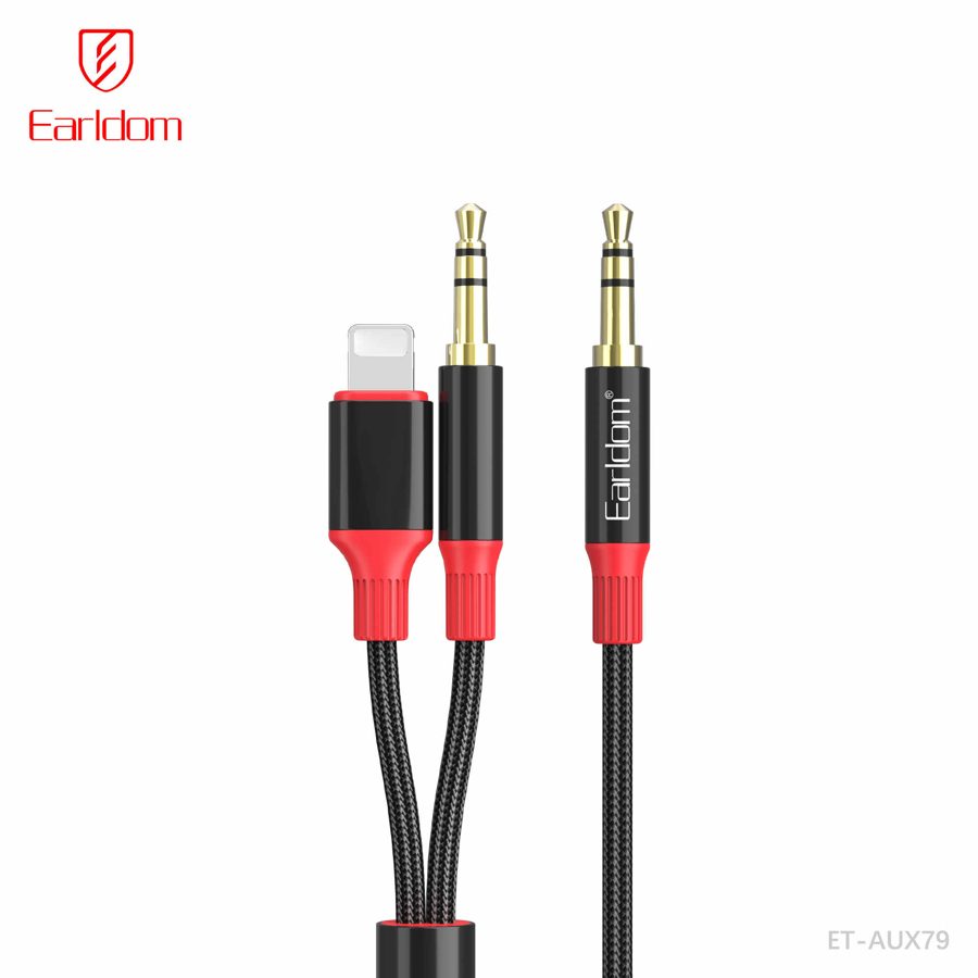 [ET-AUX79_black] iOS AUX Cable - ET-AUX79 (2in1 3.5mm To 3.5mm+iOS - Black)