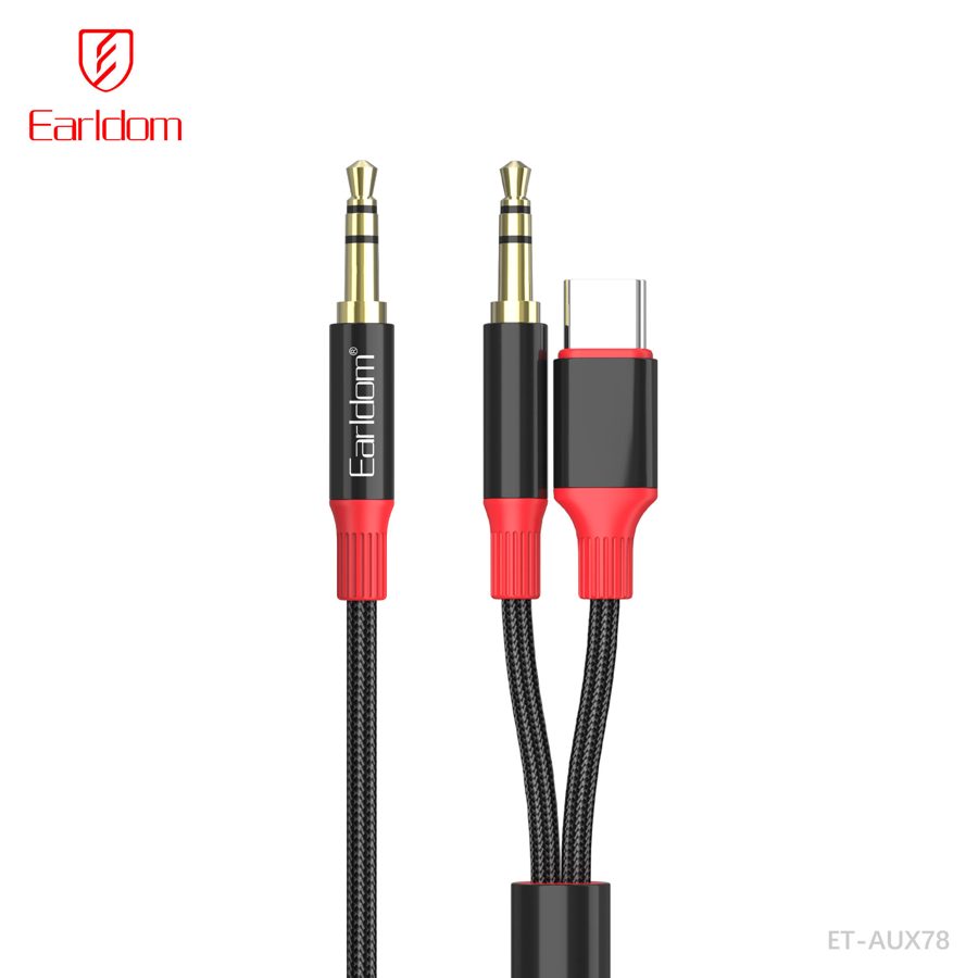 [ET-AUX78_120CM_black] iOS AUX كيبل - ET-AUX78 120CM (2in1 3.5mm إلى 3.5mm+Type-C - أسود)