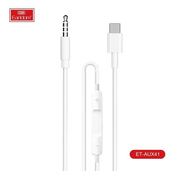 [ET-AUX41_100CM_white] Type-C AUX Cable - ET-AUX41 100CM (3.5mm To Type-C ABS+TPE - White)