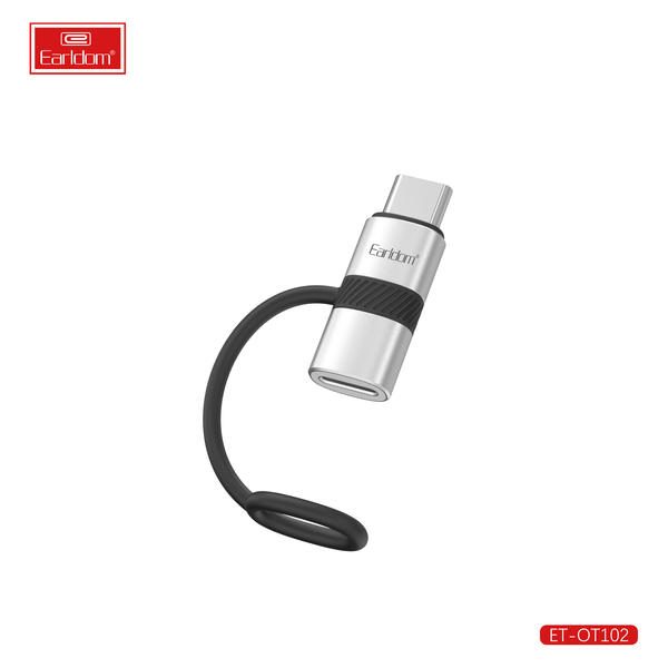 [ET-OT102_silver] Data & Charging Adapter - ET-OT102 (iOS To Type-C With Silicon Rope Aluminum Alloy - Silver)