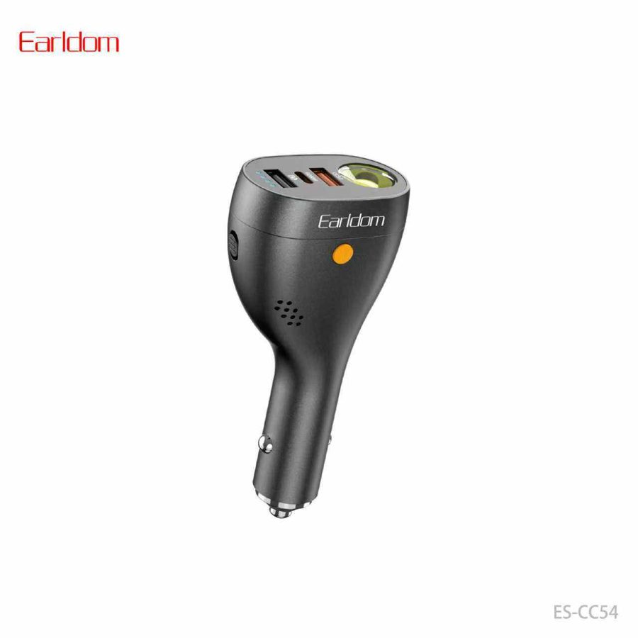 [ES-CC54_black_Without_Cable] شاحن سيارة جودة عالية - ES-CC54 (Super-Bright LED Flashlight Flashing SOS Beacon Remote Security Alarm - أسود - Without كيبل, أسود)