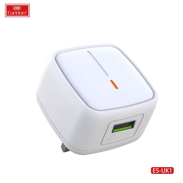 [ES-UK1_white_With_Micro_Cable] شاحن حائط UK - ES-UK1 (USB 15W - أبيض - With Micro كيبل, أبيض)