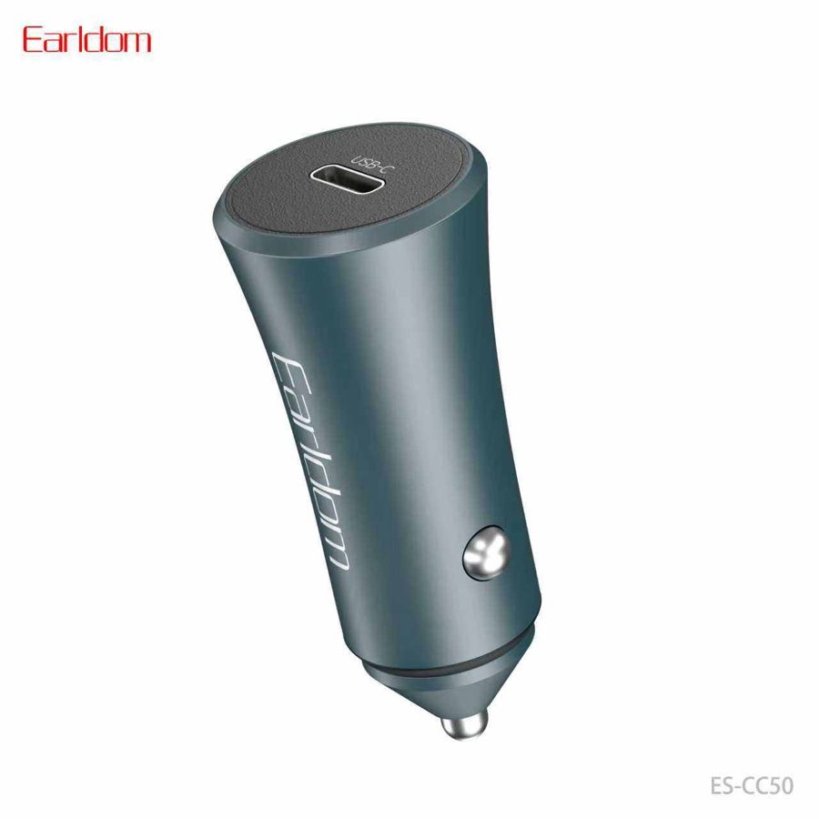 [ES-CC50_grey_Without_Cable] PD + USB Car Charger - ES-CC50 (30W 1PD Port Aluminum Alloy - Grey - Without Cable, Grey)