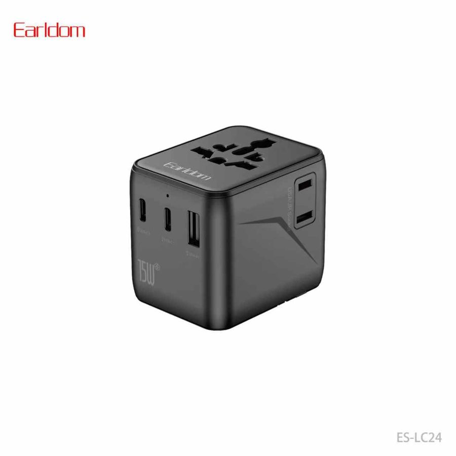 [ES-LC24_black] Travel Charger - ES-LC24 (1USB +2type-C Suitable For EU/US/UK Plug - Black)