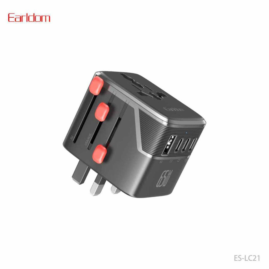 [ES-LC21_black] Travel شاحن - ES-LC21 (1USB +3type-C Suitable For EU/US/UK Plug - أسود)