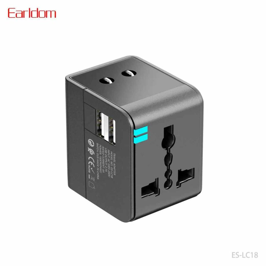 [ES-LC18_black] Travel Charger - ES-LC18 (2USB Suitable For EU/US/UK Plug - Black)