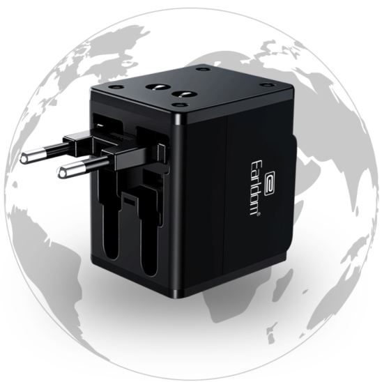 [ES-LC10_black] Travel Charger - ES-LC10 (2USB Suitable For EU/US/UK Plug - Black)