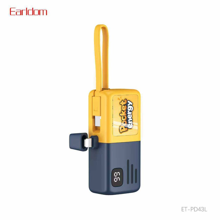 [ET-PD43L__5000MAh__blue] Power Bank With Cable - ET-PD43L (5000MAh) (2in1 3A iOS & Type-C Portable - Blue)