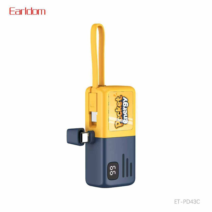[ET-PD43C__5000MAh__blue] Power Bank With Cable - ET-PD43C (5000MAh) (2in1 3A iOS & Type-C Portable - Blue)