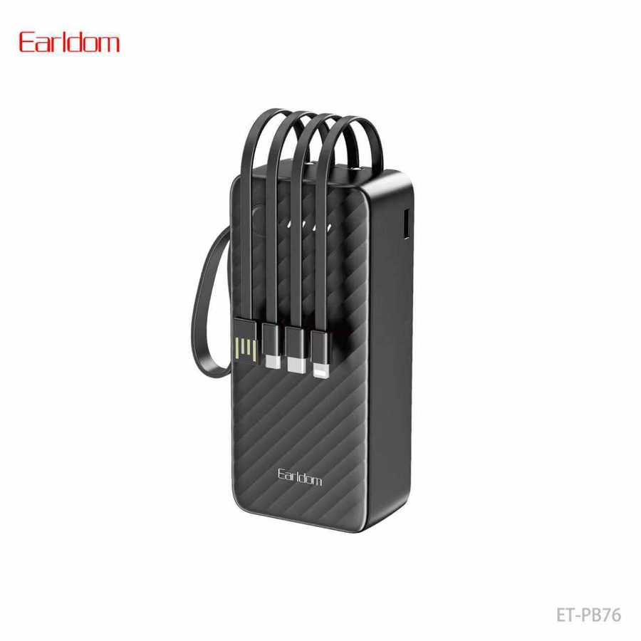[ET-PB76__30000mAh__black] باور بنك مع كيبل - ET-PB76 (30000mAh) (3in1 Micro و iOS و Type-C - أسود)
