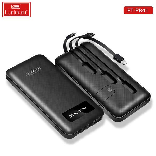 [ET-PB41__10000MAh__black] Power Bank With Cable - ET-PB41 (10000MAh) (3in1 Micro & iOS & Type-C With Phone Stand - Black)