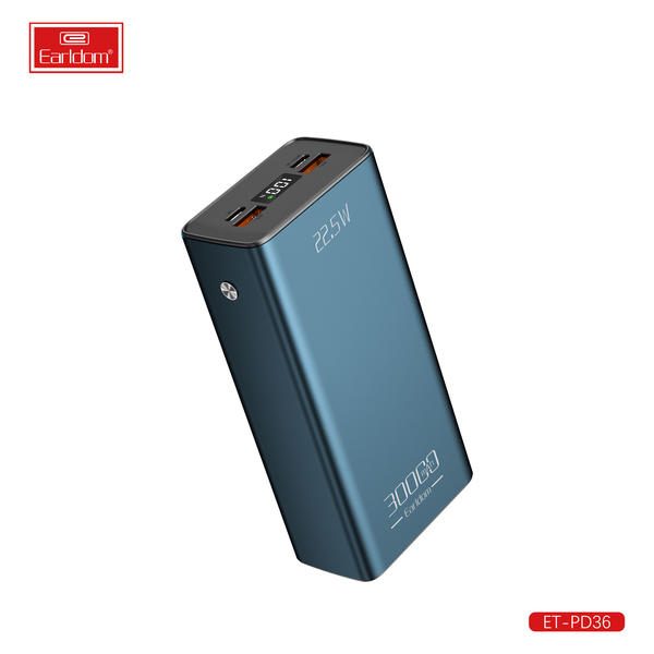 [ET-PD36__30000MAh__blue] باور بنك شحن سريع PD - ET-PD36 (30000MAh) (30000mAh Big Capacity Metal - أزرق)