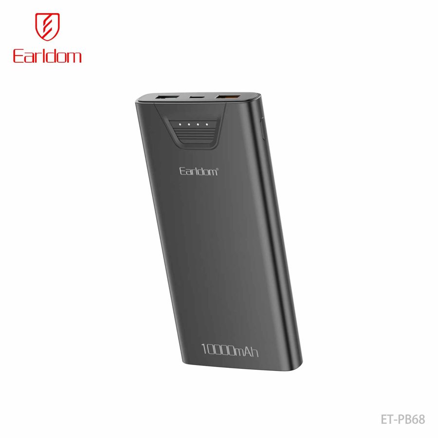 [ET-PB68__10000mAh__black] Power Bank - ET-PB68 (10000mAh) (LCD Display 2USB & 1type-C - Black)